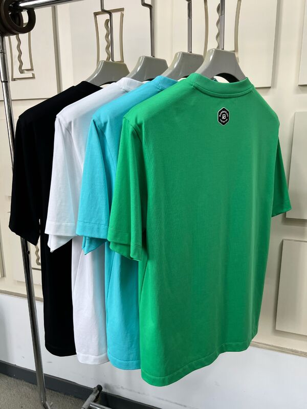 Kaos Lengan Pendek Leher Kru Pria, Kaos Grafis Trendi dan Bordir Multi-Warna Kasual 100% Katun untuk Pria