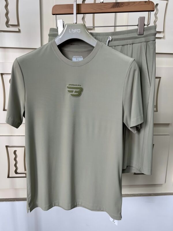 Jual Panas Pria Musim Panas Bernafas Padat Ringan Polo lengan pendek Set Polyester / Kain Katun