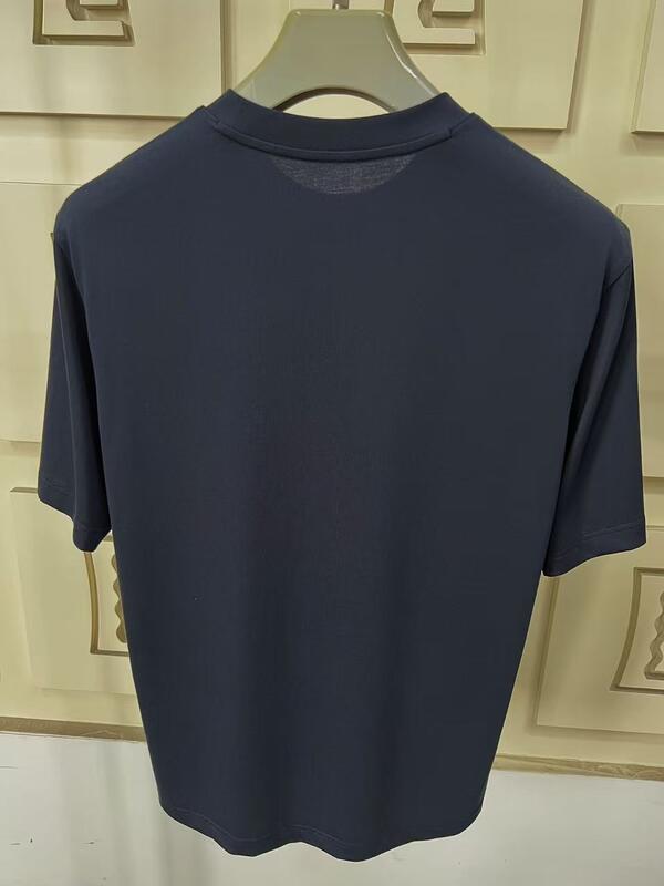 Terlaris Ukuran EU 180gsm 100% Katun Kasual Ramah Lingkungan Bernapas OEM Logo Kustom Kaos Lengan Pendek Polos untuk Pria