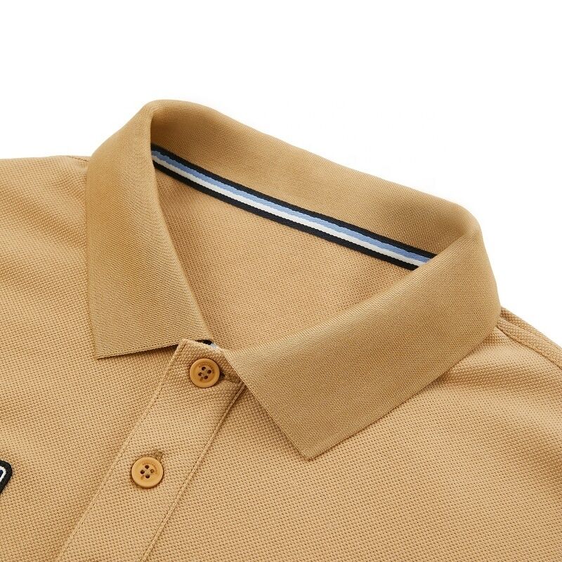 Kemeja Polo Kustom Berkualitas Tinggi Pakaian Pria Logo Bordir Dua Sisi dan Cetak Emboss