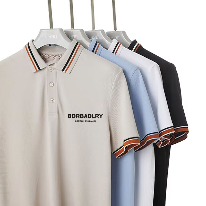 Custom Logo Ukuran Kain Cepat kering Bergaris Pendek lengan pendek Polo T-shirt Desain terbaru untuk pria dicetak