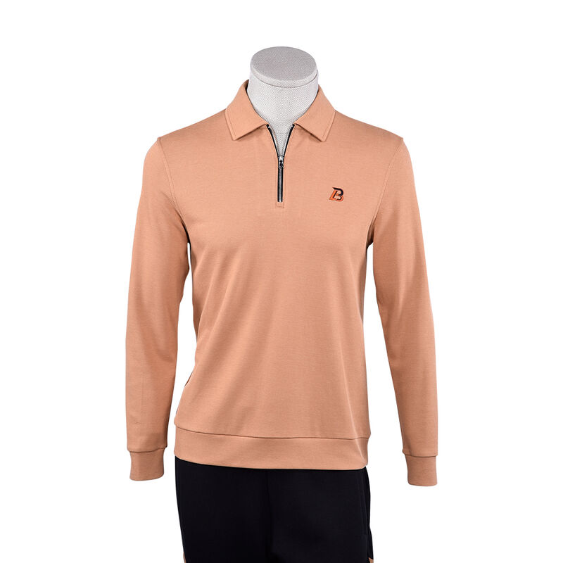 Kaos Polo Lengan Panjang Pria 100% Katun Polos Sehari-hari Kasual Elastisitas Tinggi Anti-Pilling Kustom