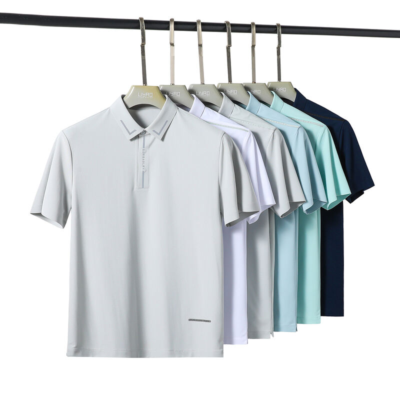 Desain Logo Kustom Kualitas Tinggi Tahan Lama dan Cepat Kering Kaos Polo Putih Hitam untuk Pria
