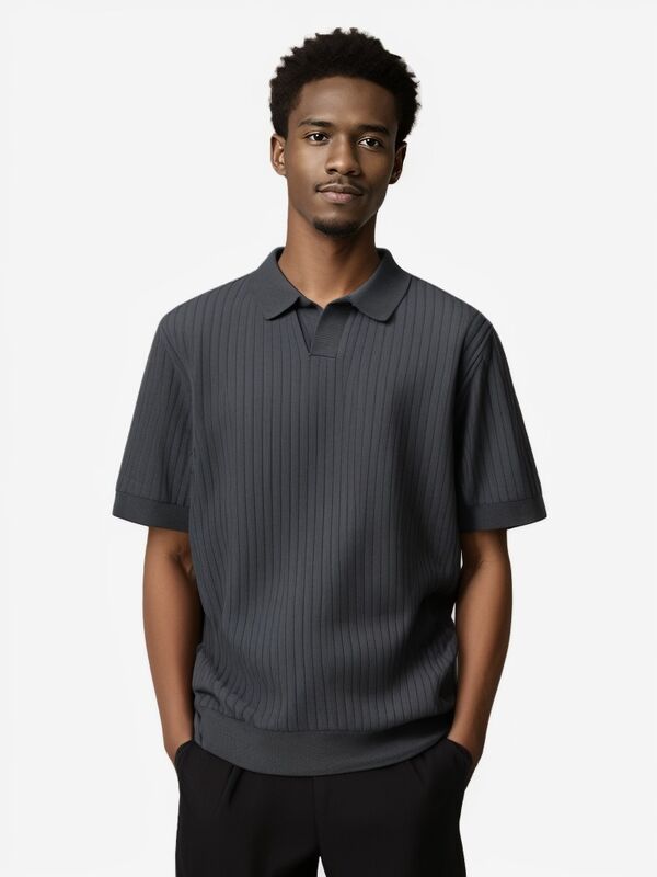 Custom Pria Polo Shirt Outfit dengan lengan pendek Old Money & New Trend Summer Cotton Knit Sweater Plain Knit T-Shirt