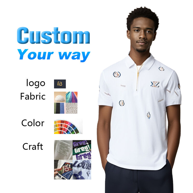 Mantel Lengan Pendek Pria Kasual Trendi Pabrikan Kain Tenun Polos Bordir Kerah Serbaguna Basis Anti-Pilling Pemuda