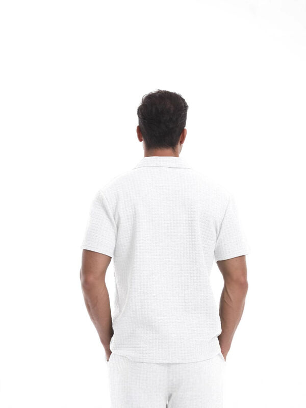 Custom Polyester Blend Stretch Fit Zipper Polo T-Shirt Premium Waffle Polo Shirt untuk Pria