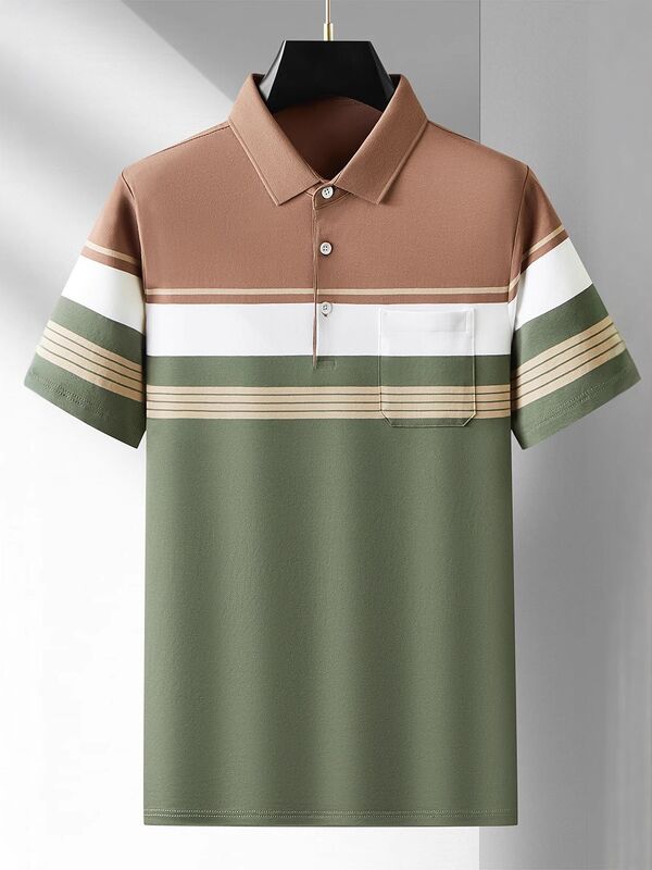 Musim panas lengan pendek kaos polo bisnis kaos pria lapel tipis tren bisnis kasual