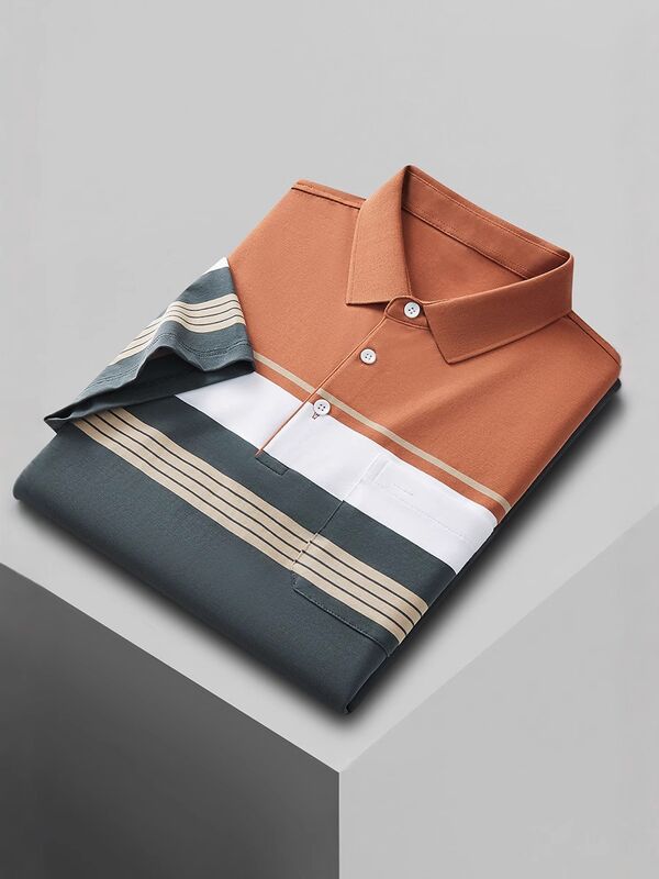 Musim panas lengan pendek kaos polo bisnis kaos pria lapel tipis tren bisnis kasual