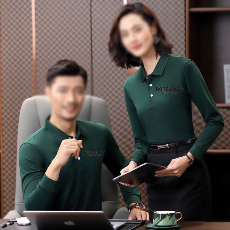 Kaos Polo khusus lengan panjang Logo cetak bordir Kaos Polo katun kosong Kaos Polo lengan panjang pria