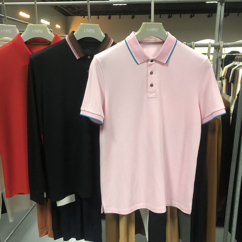 Kaos Polo lengan panjang Logo khusus Kaos Polo Katun Pria Dry Fit Golf Kaos Polo lengan panjang