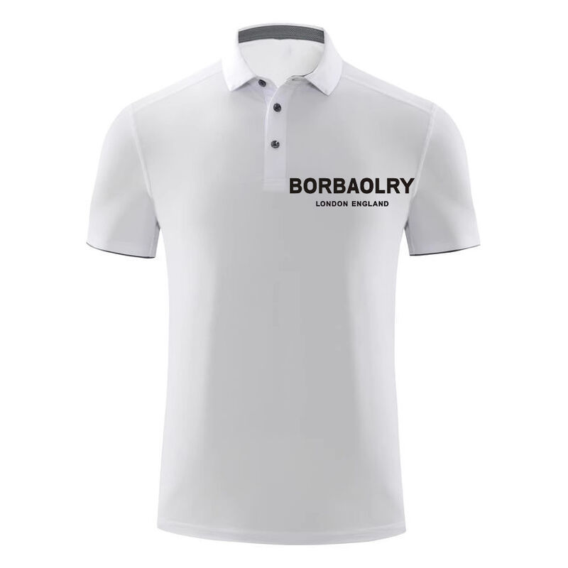 Kemeja Polo Lengan Pendek Kustom Pria dengan Logo Kain Bernapas