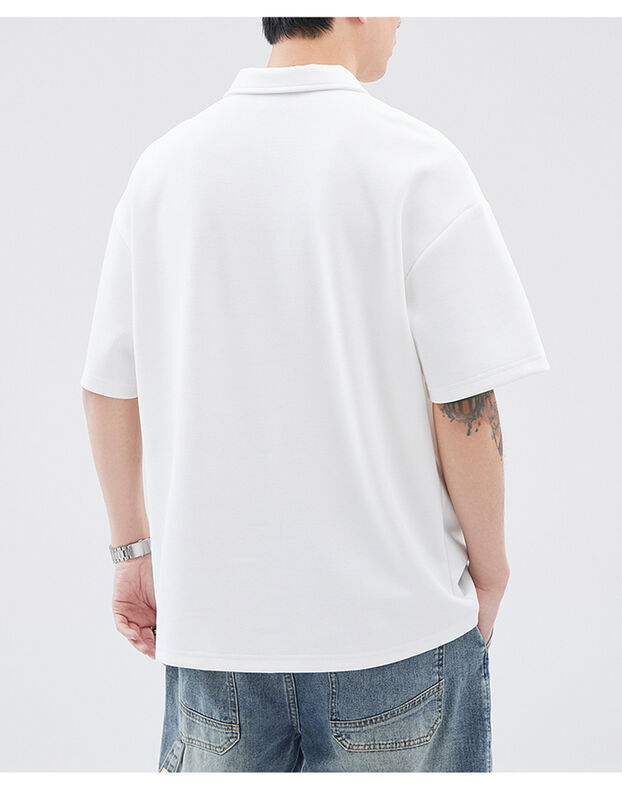 Kemeja Polo Lengan Pendek Warna-Warni Baru Kerah Lapel Bordir Alfabet Katun Kasual Pria