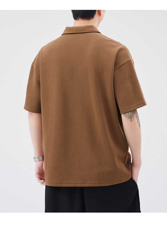 Kemeja Polo Lengan Pendek Warna-Warni Baru Kerah Lapel Bordir Alfabet Katun Kasual Pria