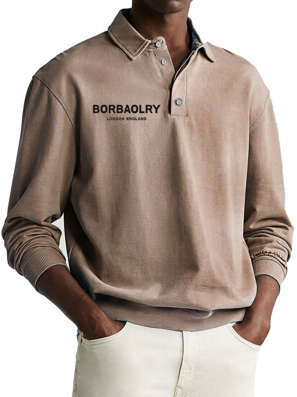 Kualitas tinggi kapas Custom Logo Solid Knit Casual Polo Shirt Grosir Cepat kering Olahraga Pria lengan panjang Polo Shirt